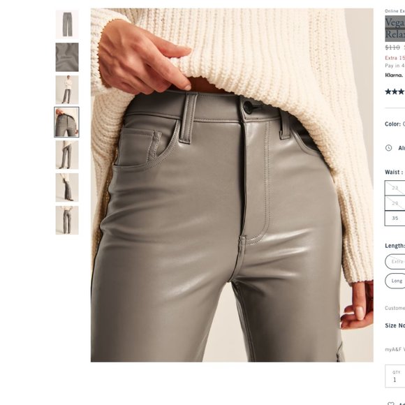 Abercrombie Women's Vegan Leather Cargo 90s Relaxed Pant Gray 34 reg - Picture 4 of 14